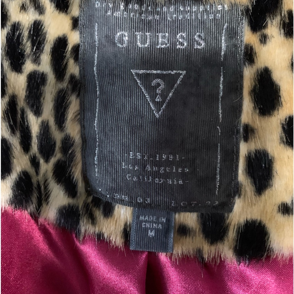 Vintage GUESS Jacket Faux Fir Cheetah Print (M) - Picture 3 of 3